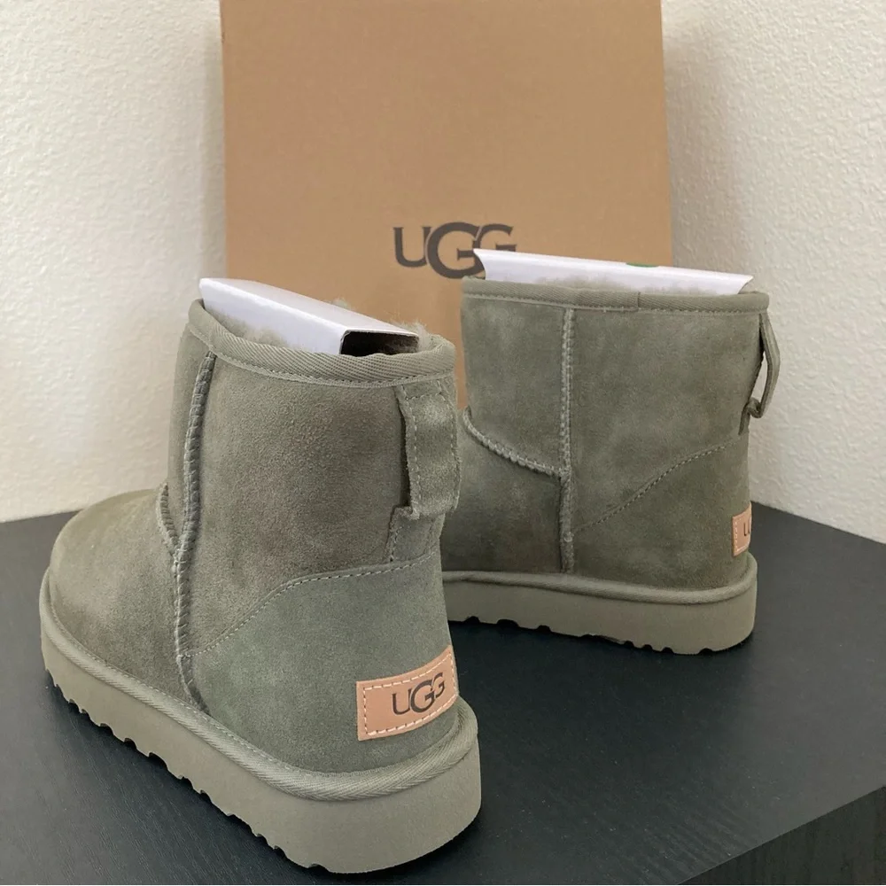 Ugg Boots Classic Mini Olive Green Size 9 - Picture 2 of 9
